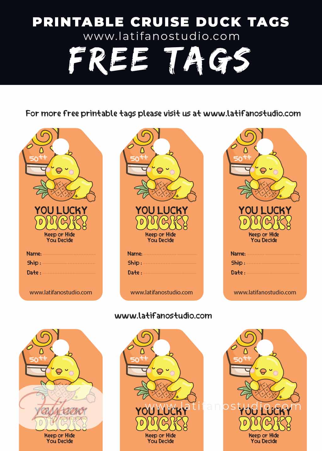 Free printable cruising duck Tags Printable Digital Studio