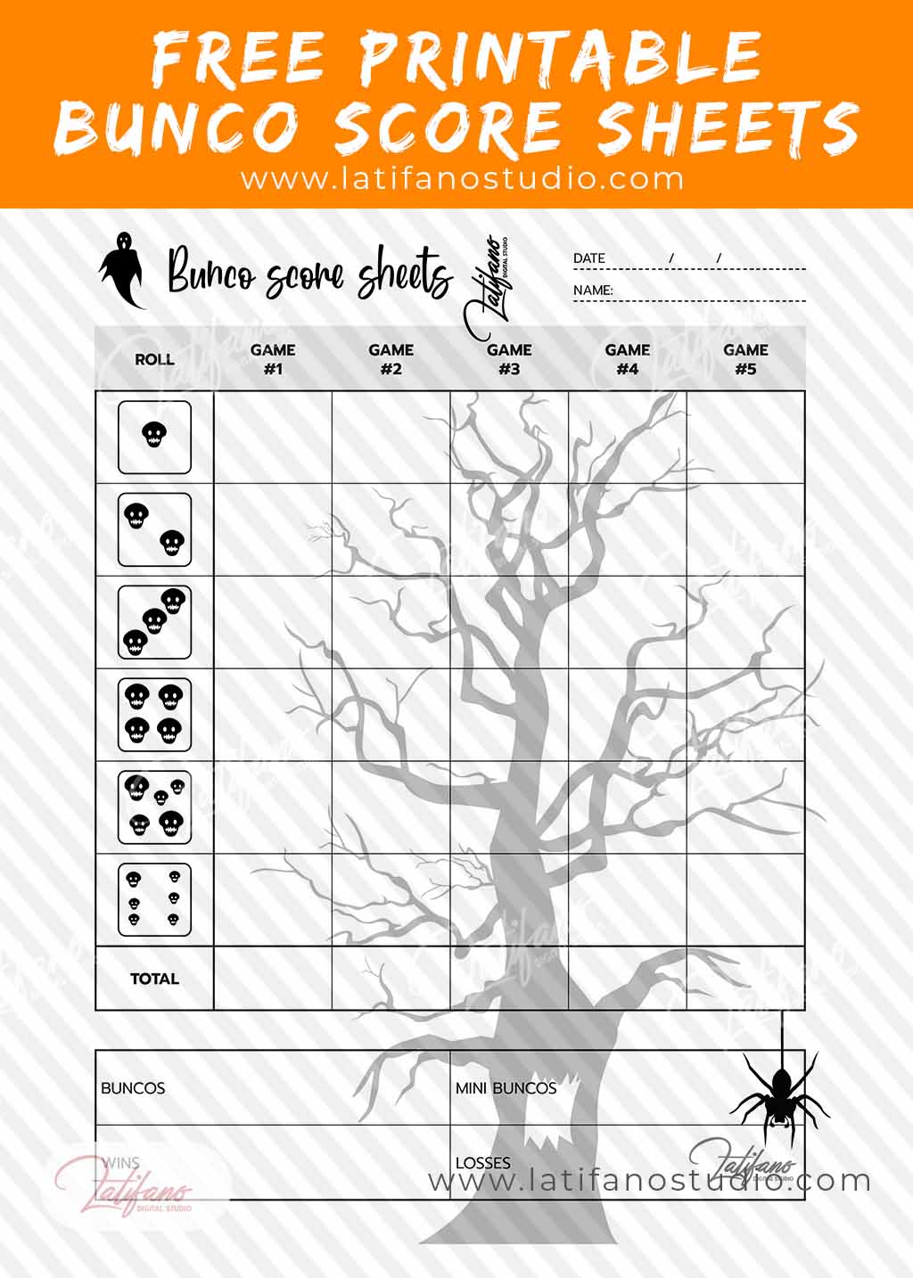 Free printable halloween bunco score sheets printable halloween bunco