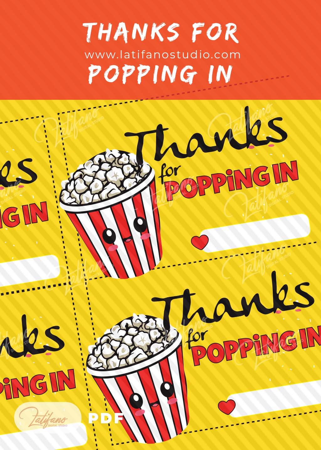 Thanks for popping in free printable Thanks for popping in