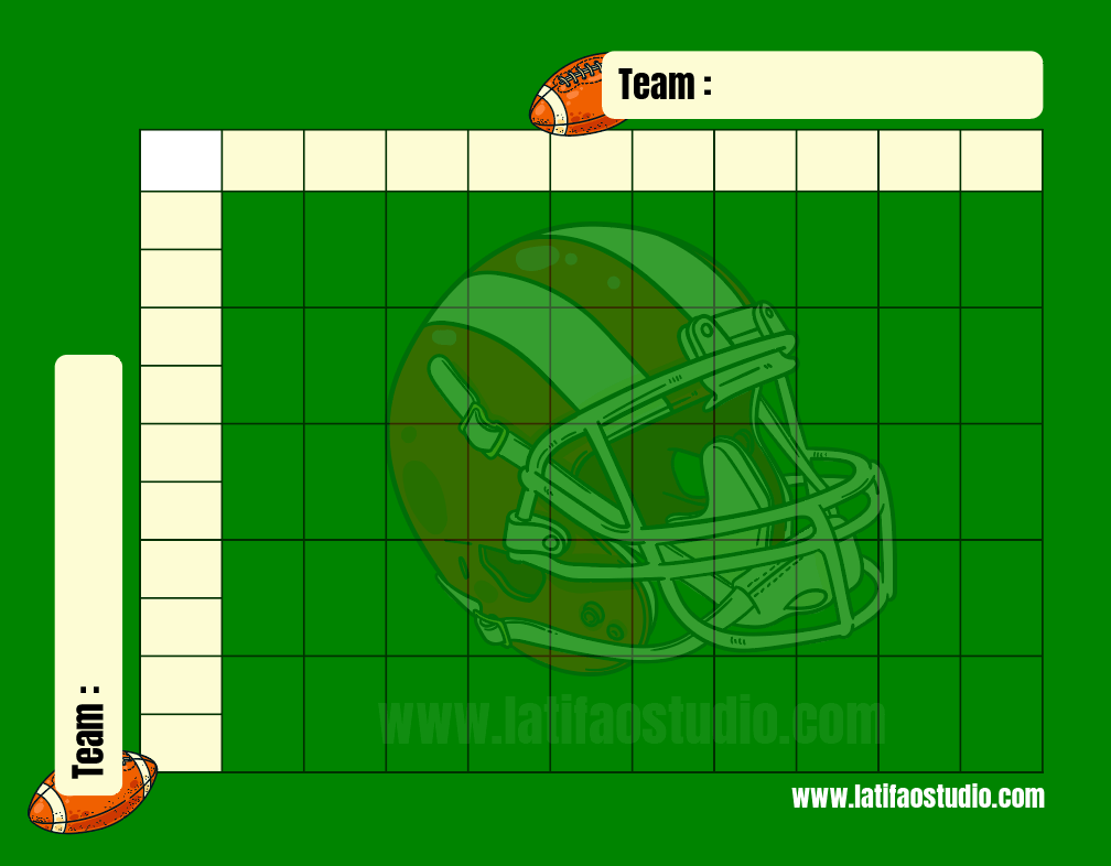 50 square grid free printable PDF - football Squares