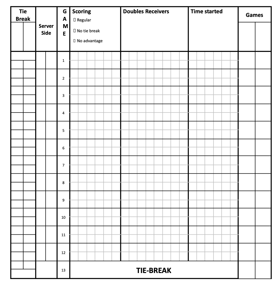 Free printable tennis score sheets - Collection of FREE pdf